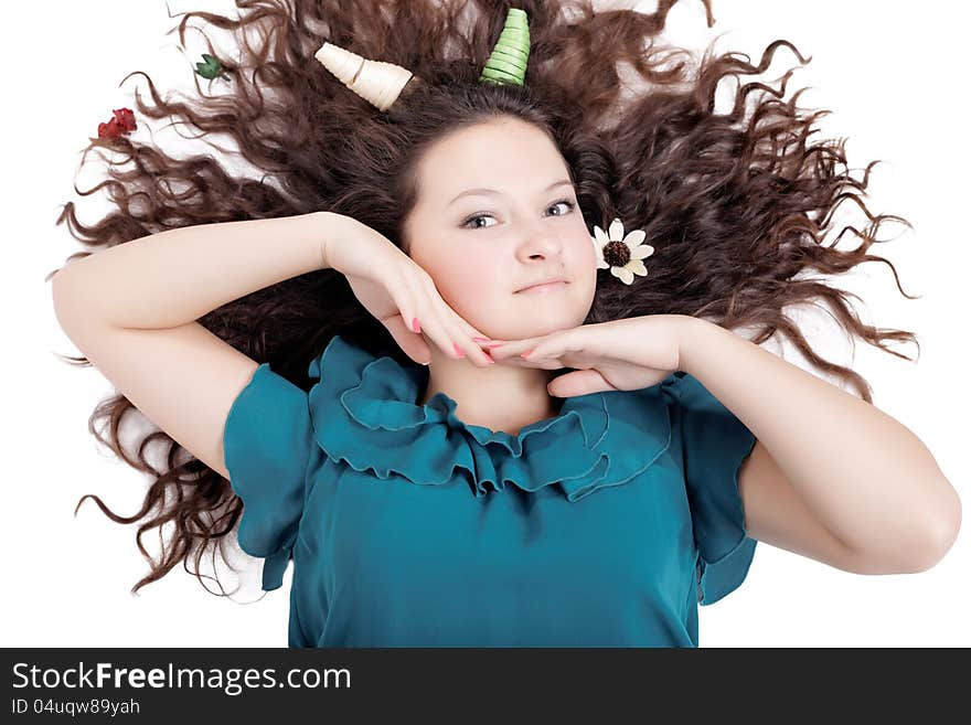 Pretty Brunette With Long Curly Hair