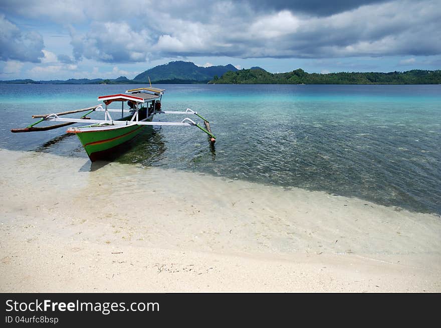 Indonesian boat on the beach