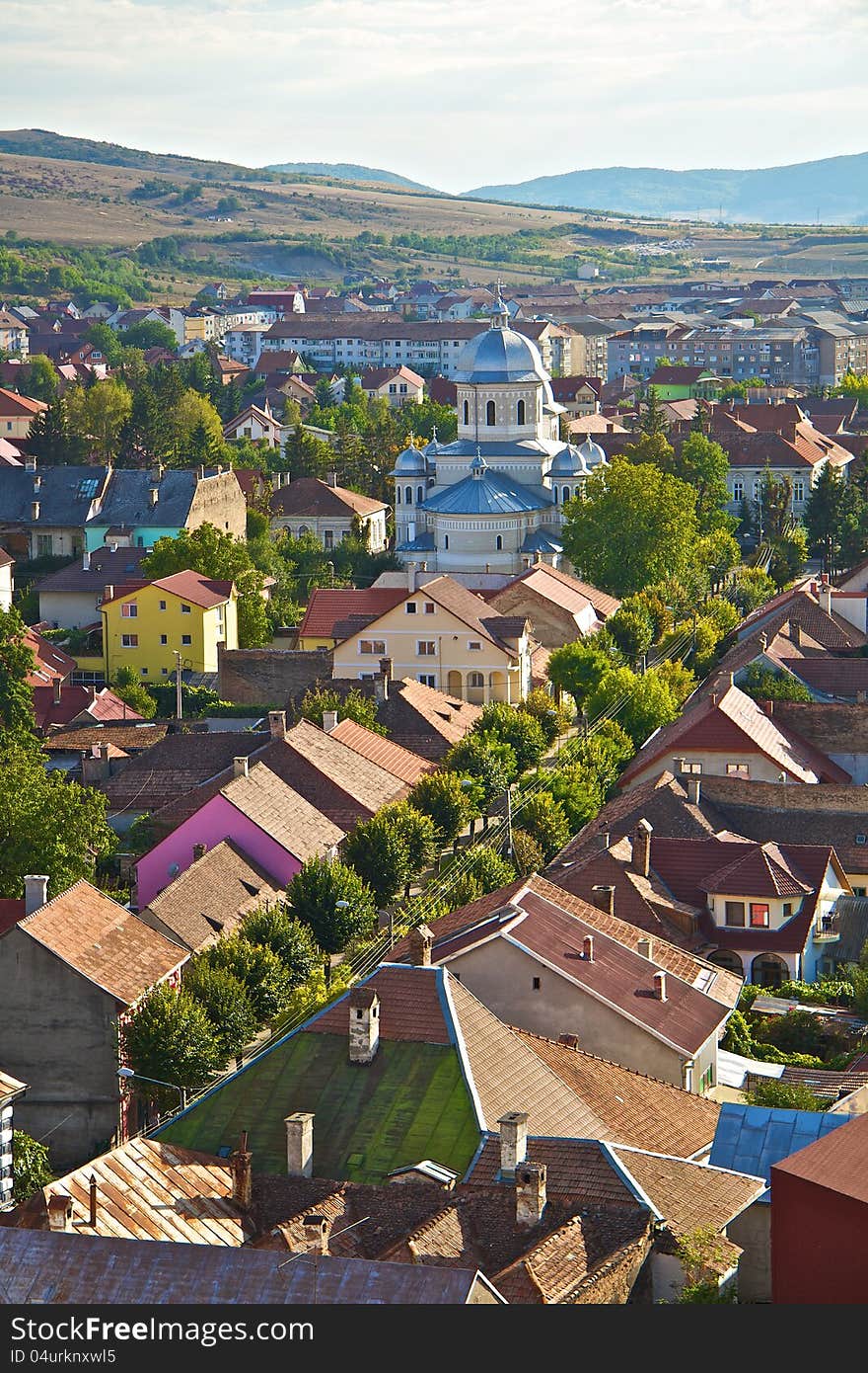 Overview of Bistrita city, Romania