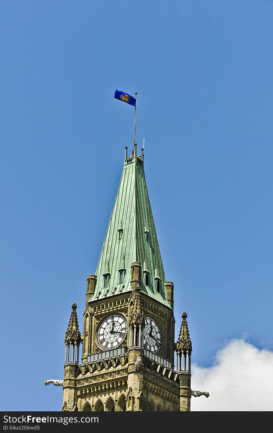 The Governor Generals flag flown on the Peace Tower at the Parliament Buildings on Canada Day 2011. The day Prince William and Kate came to Ottawa, Ontario, Canada. The Governor Generals flag flown on the Peace Tower at the Parliament Buildings on Canada Day 2011. The day Prince William and Kate came to Ottawa, Ontario, Canada.