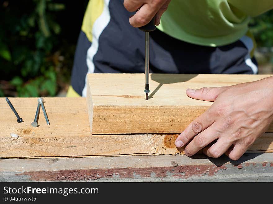 Man Working With A Hammer