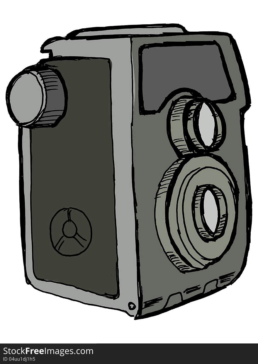 Illustration of the old camera on white