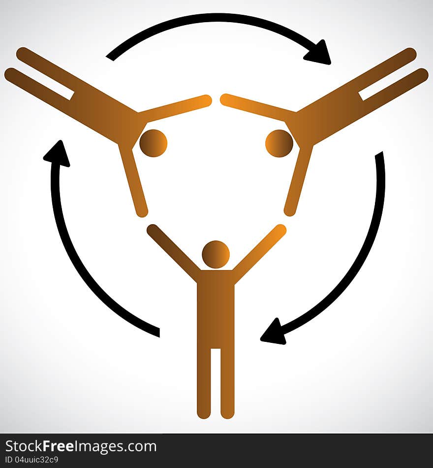 Concept of people networking, community and cooperation. The graphic shows people symbols depending on each other for various needs and represents concepts of community, friendship, support, etc. Concept of people networking, community and cooperation. The graphic shows people symbols depending on each other for various needs and represents concepts of community, friendship, support, etc.