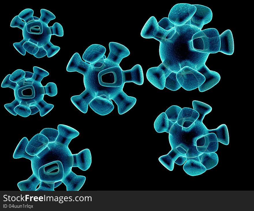 Blue viruses - 3d medical illustration