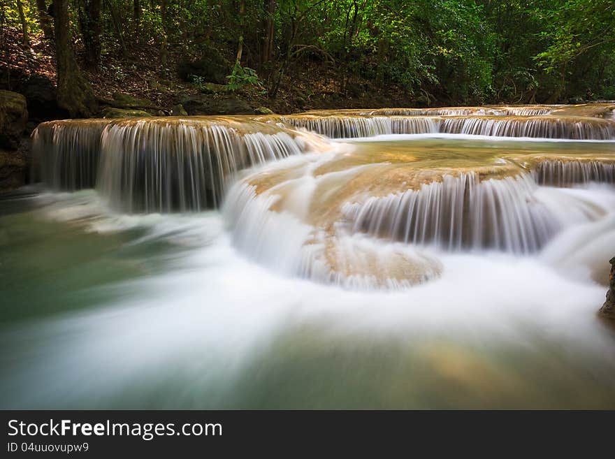 Deep forest Waterfall in Kanchanaburi, Thailand