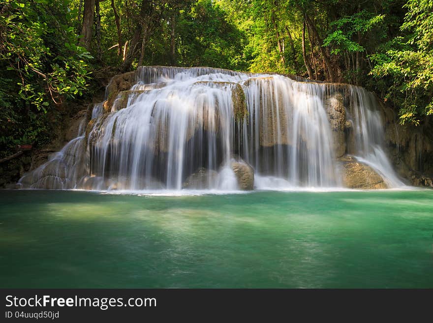 Deep forest Waterfall in Kanchanaburi, Thailand