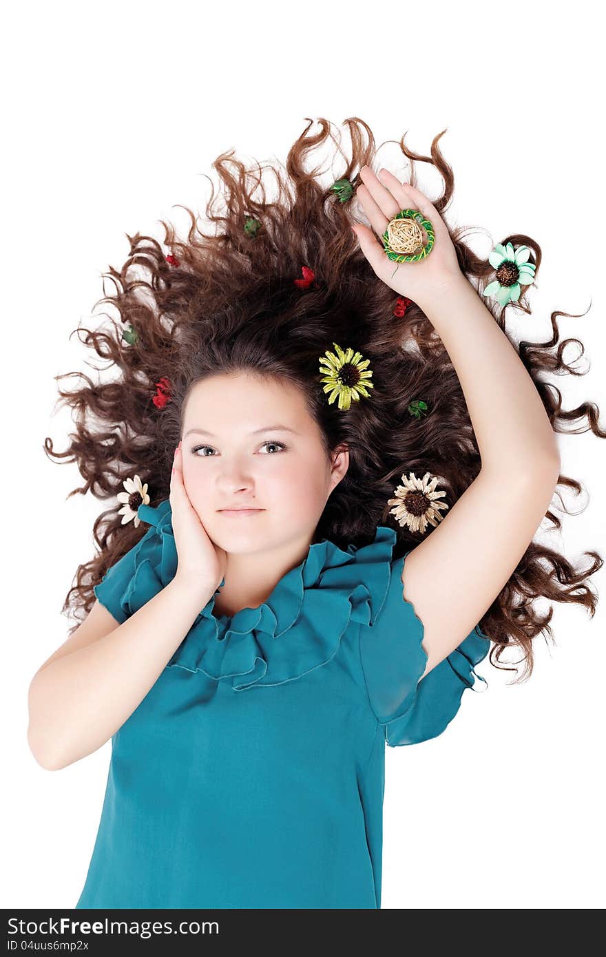 Glamorous Brunette Curly Girl