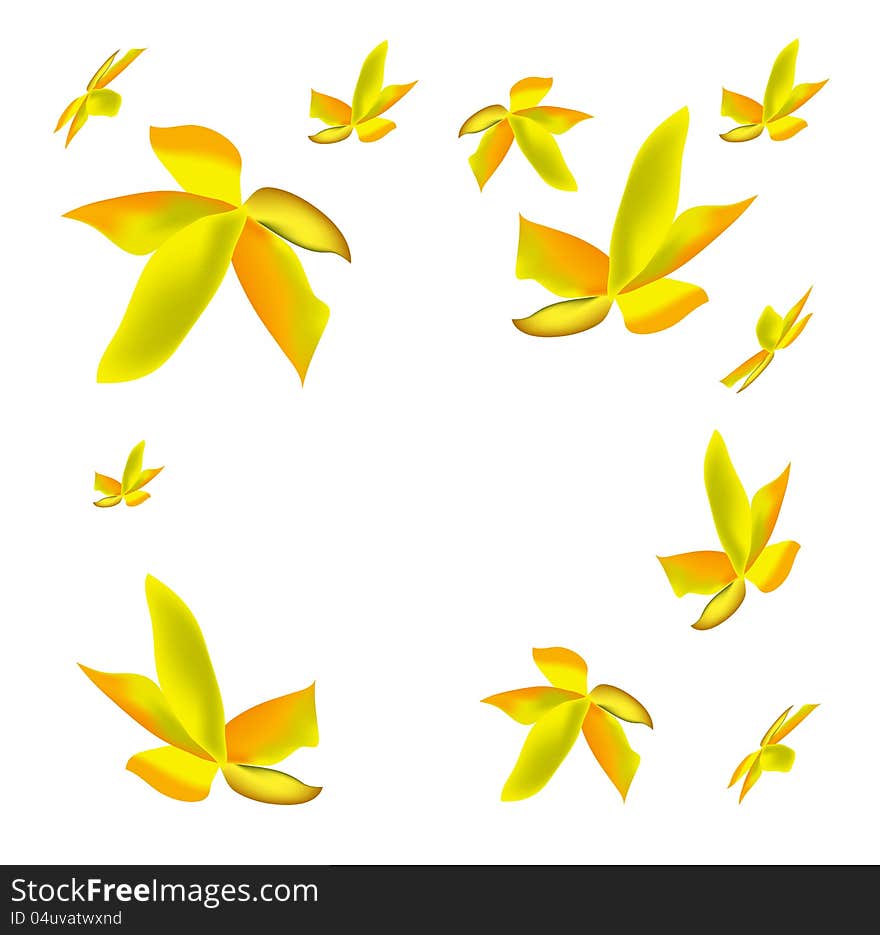 Set of seamless colorful autumn leaves Vector