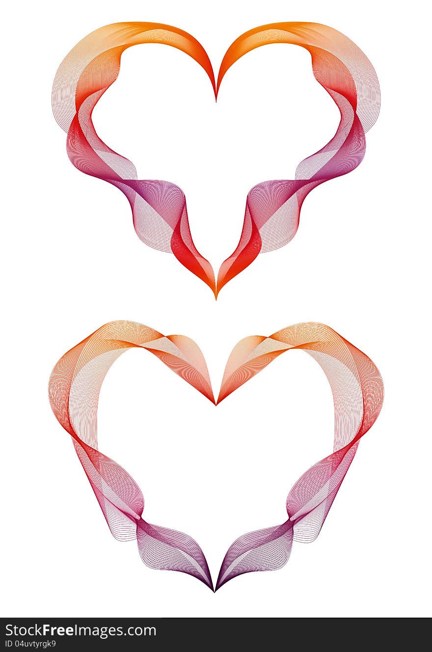 Colorful abstract ribbon hearts, vector background