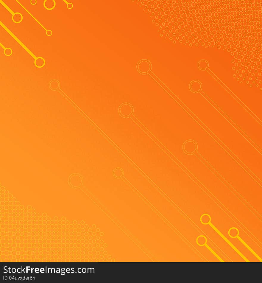 Orange halftone outline background with rich orange color and burnt orange and yellow accents.