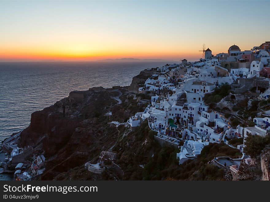 Sundown of Santorini island