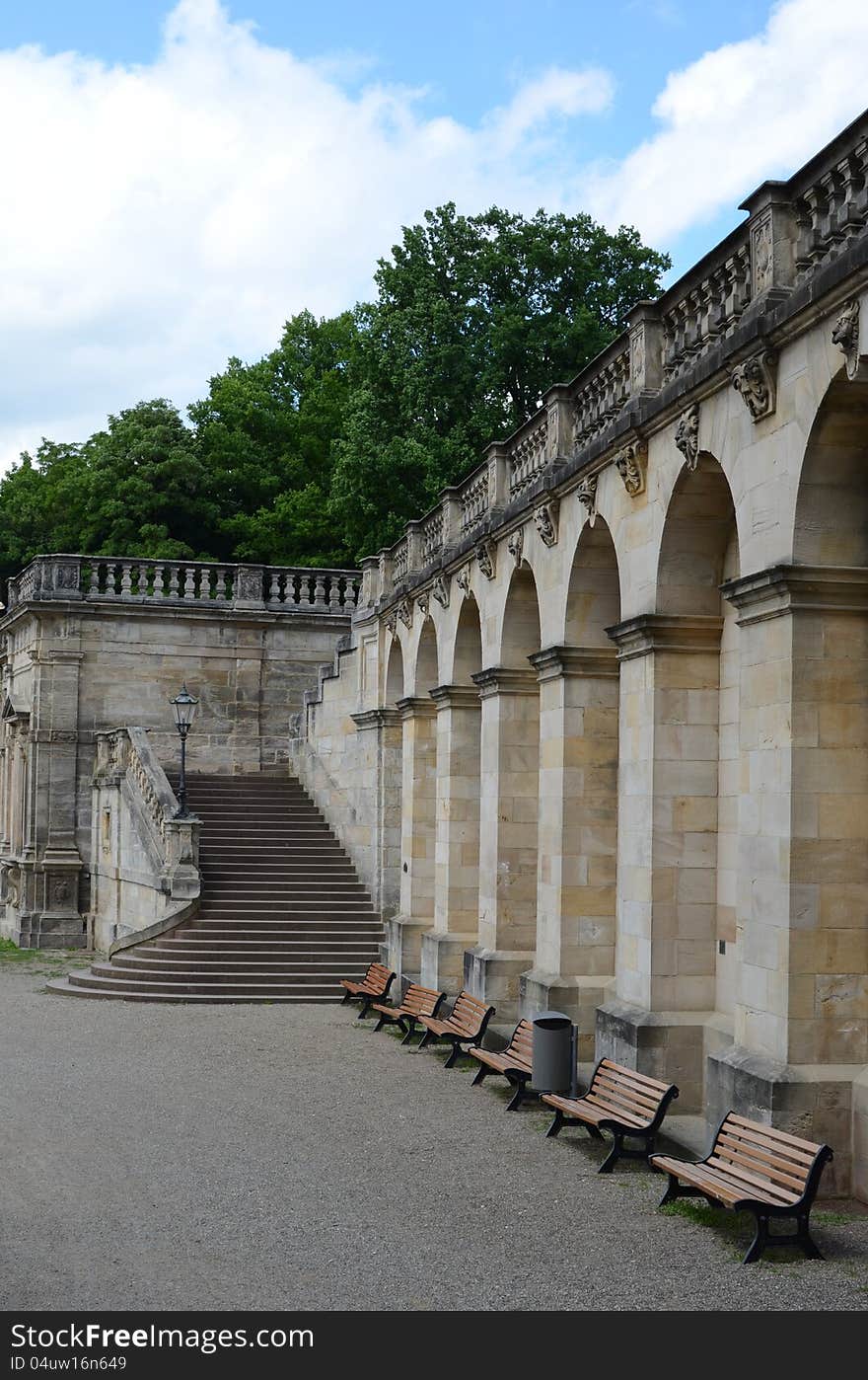 Schlossplatz with arcaded sidewalk coburg germany bavaria. Schlossplatz with arcaded sidewalk coburg germany bavaria