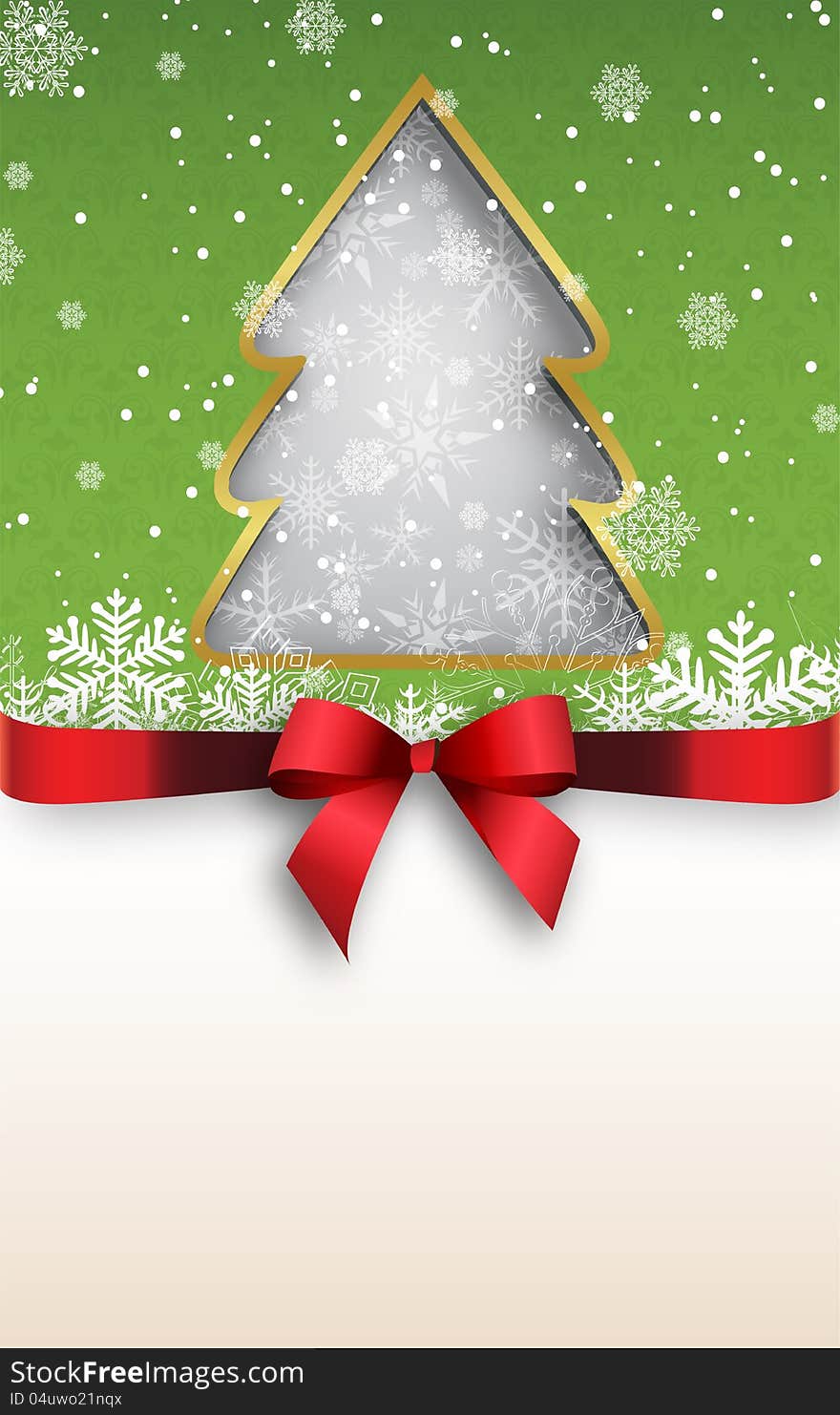 Holiday banner with red ribbon. Christmas background.