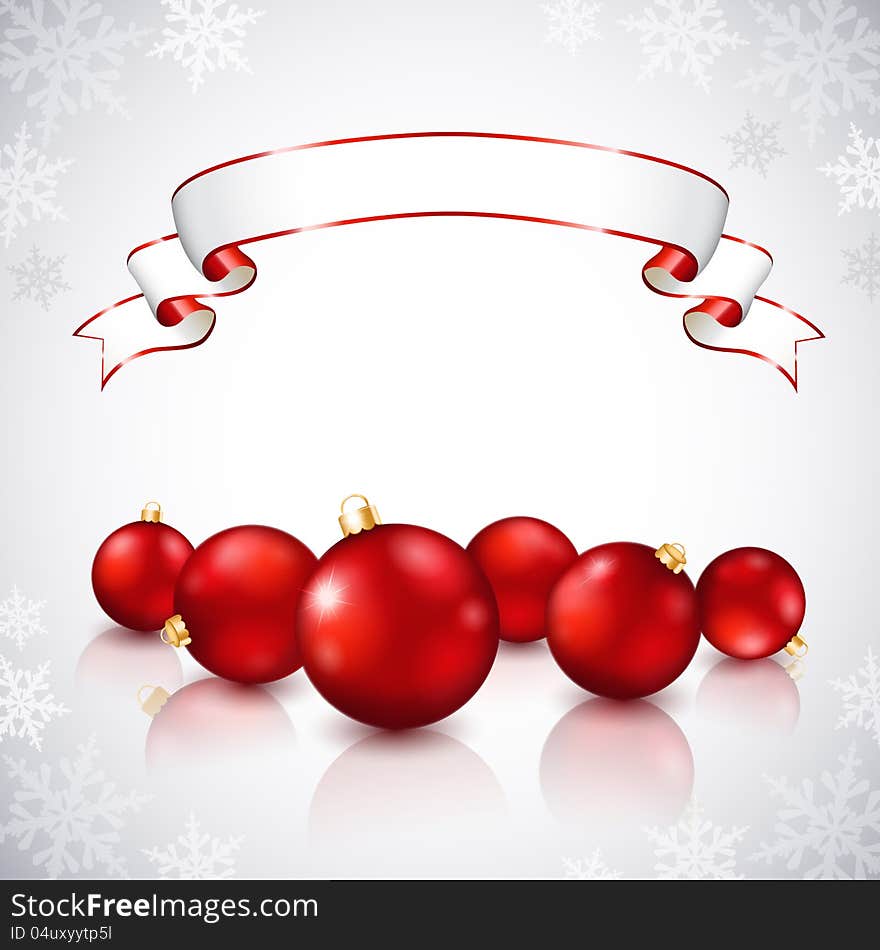 Vector illustration with red Christmas balls. Vector illustration with red Christmas balls