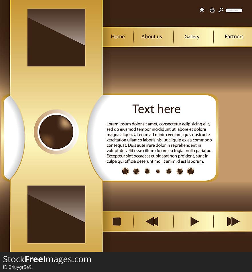 Vector golden website design template. Vector golden website design template