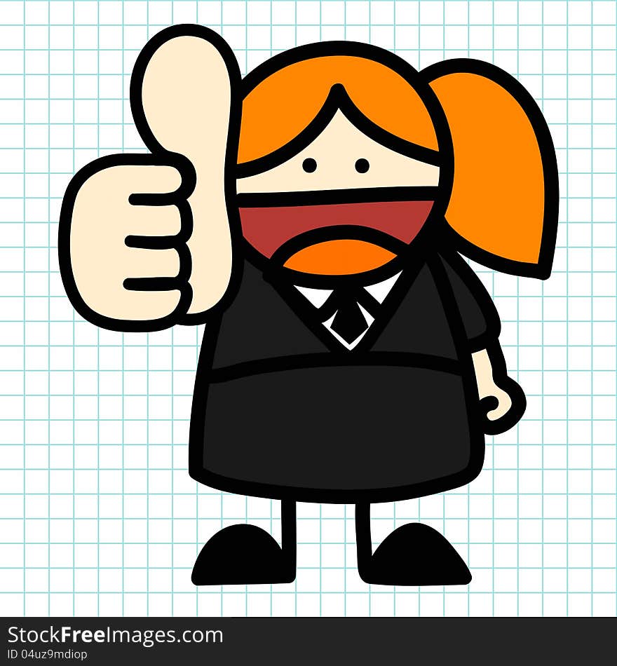 Business woman hand draw cartoon.