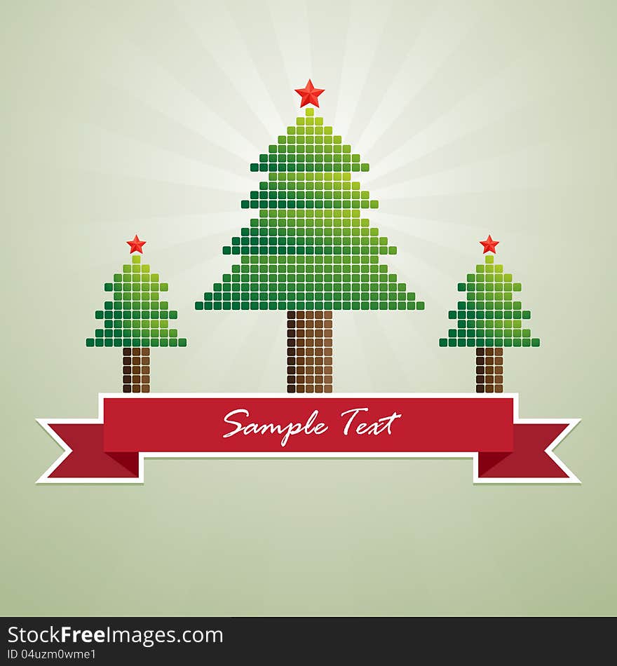 Mosaic Christmas greeting card in vector