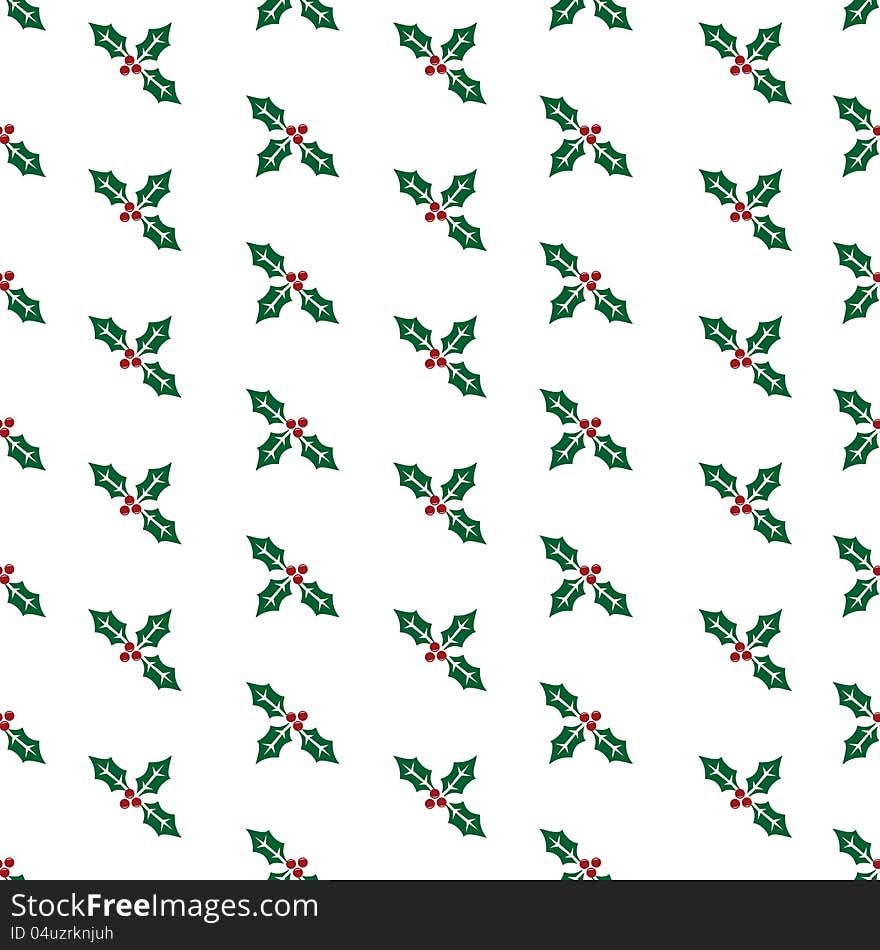 Repeating Holly Christmas Pattern