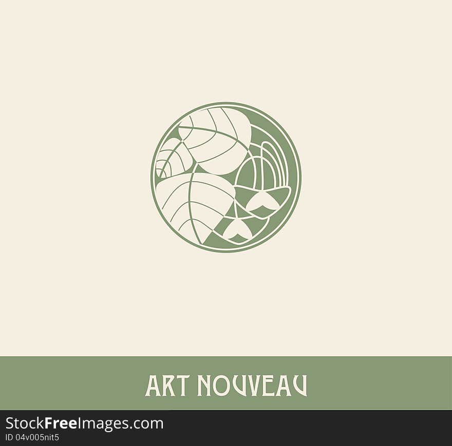 Flower.Design element in art nouveau style