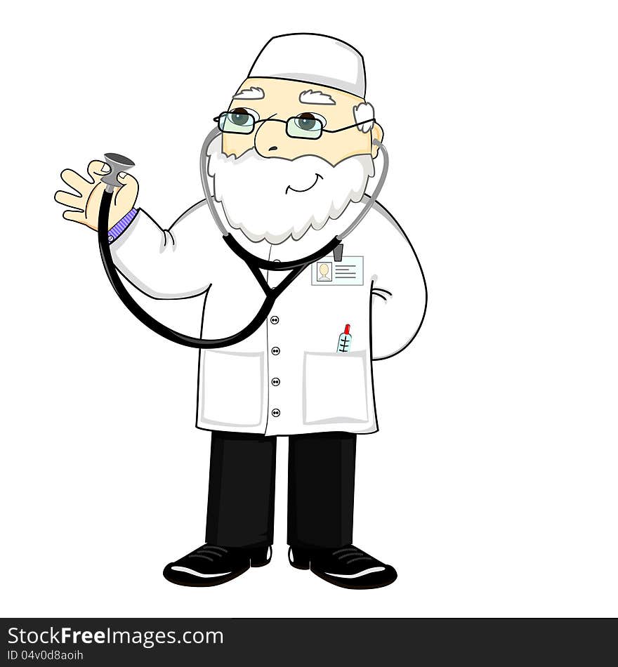 Doctor in white uniform with stethoscope in his hand