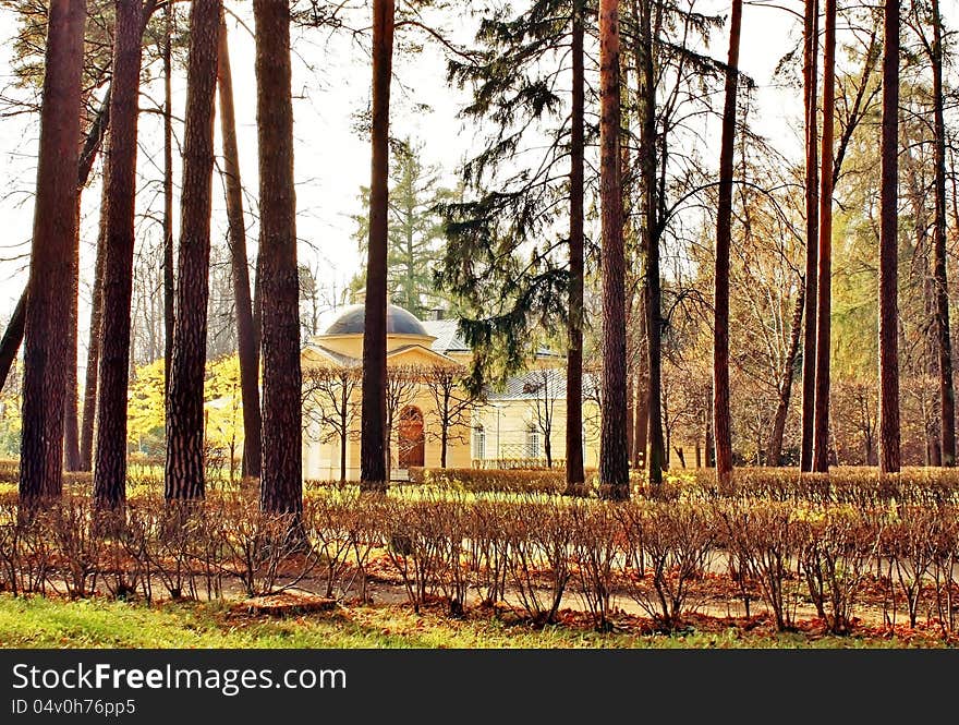 Old-time Estate Among The Autumn Trees