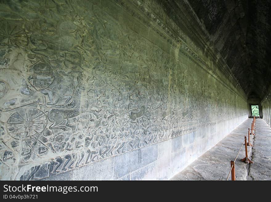 Wall full of bas reliefs