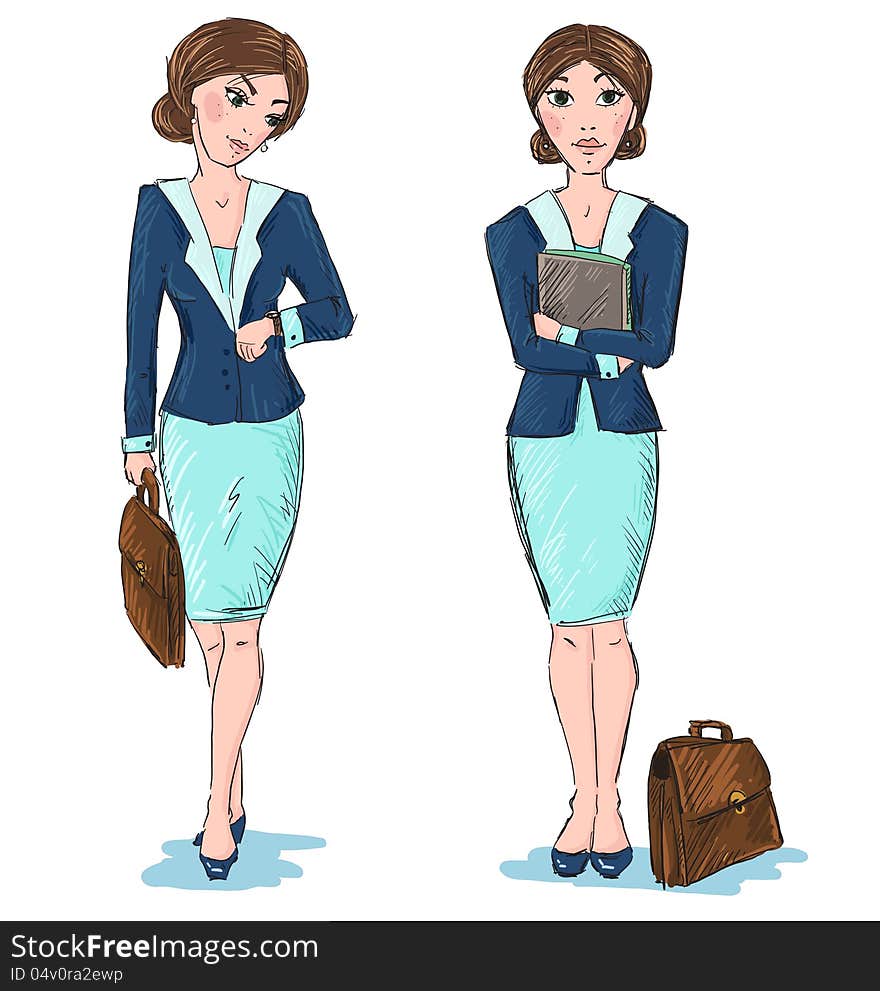 Business woman vector cartoon, isolated