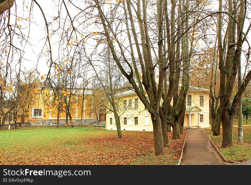 Old-time Estate Among The Autumn Trees