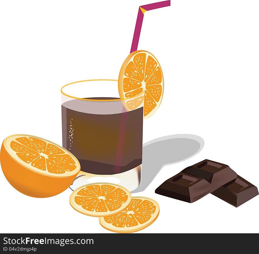 Drink with chocolate and fruit