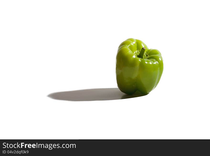 Green bell pepper isolated on white background