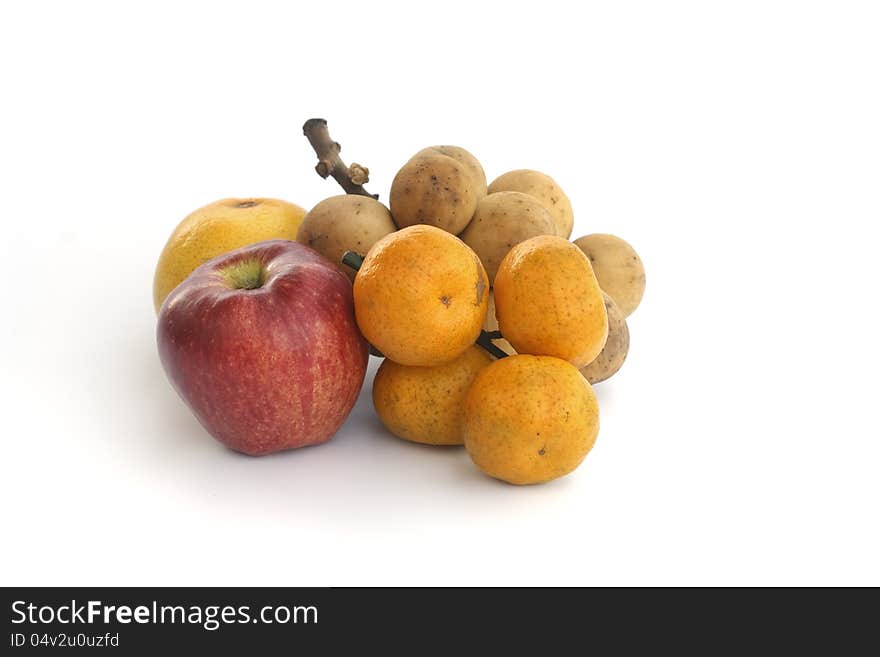 Fresh fruits on white background