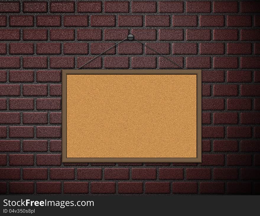 Cork board on brick wall