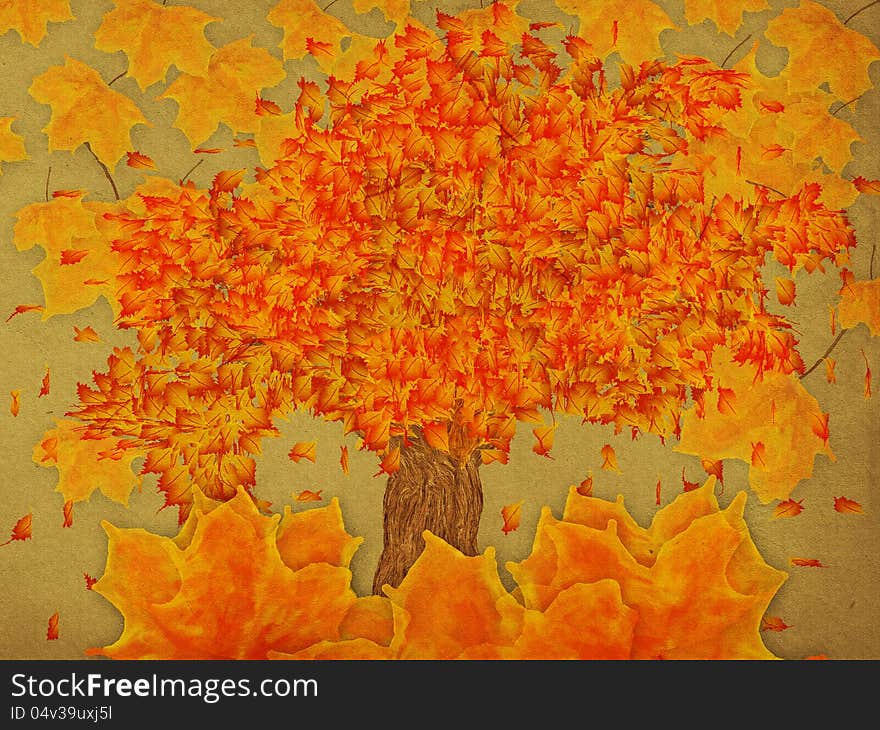 Paper with autumn tree