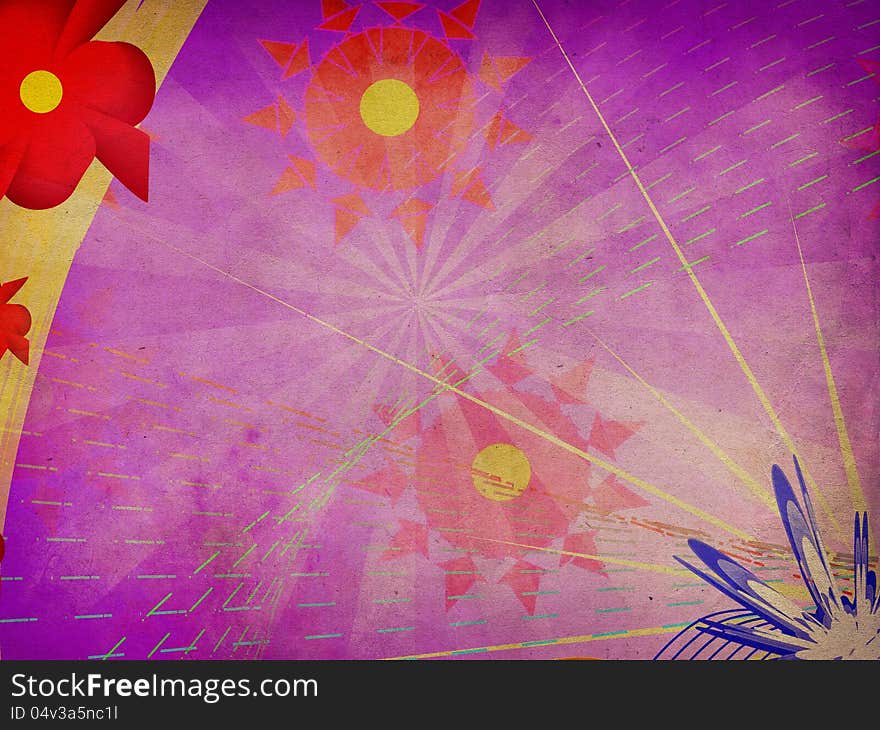 Purple background with abstract flowers