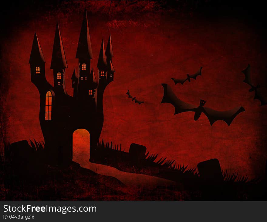 Halloween Castle and bats