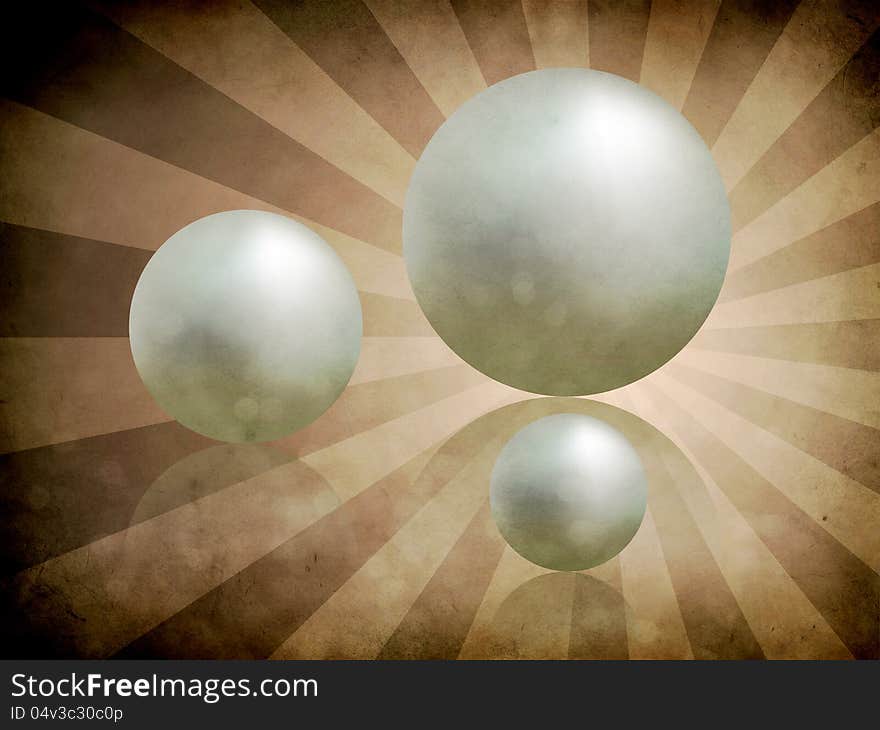 Illustration of white pearls on grunge, textured background with rays. Illustration of white pearls on grunge, textured background with rays.