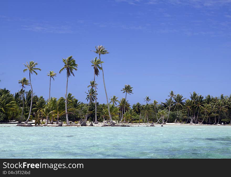 Little sand island view from a boat in french polynesia. Little sand island view from a boat in french polynesia