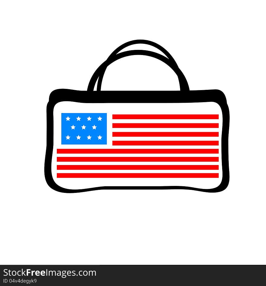 Colorful women bag with American flag stars on blue