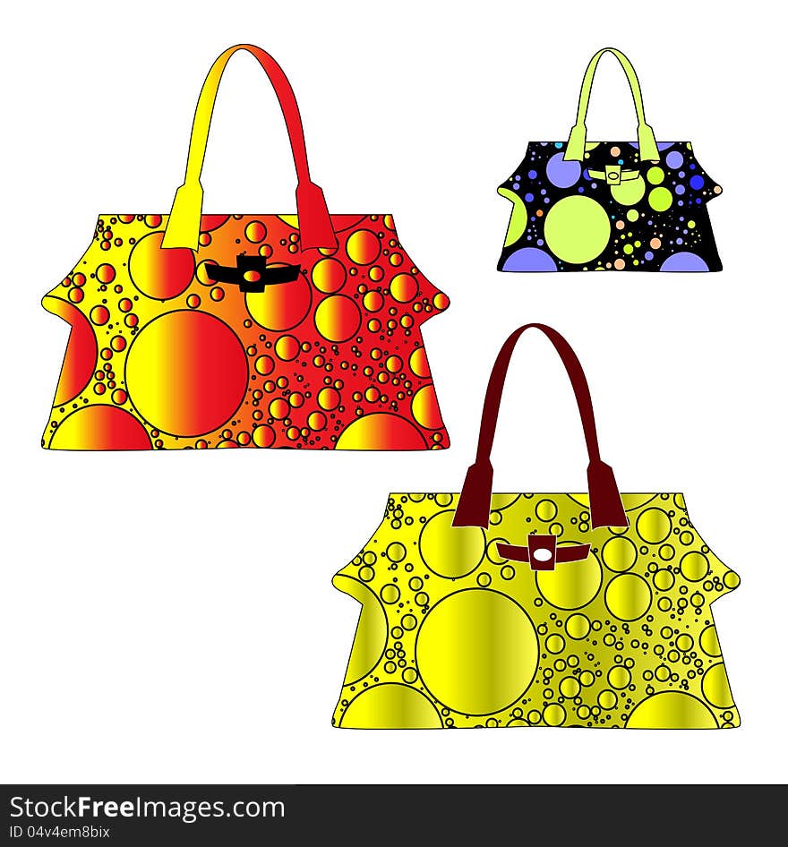 Colorful women bags isolated on white background. Colorful women bags isolated on white background