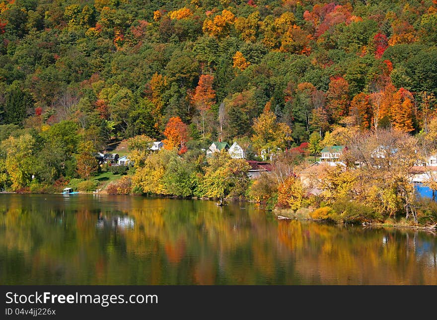 Scenic Tidioute Small town in Pennsylvania state in autumn time