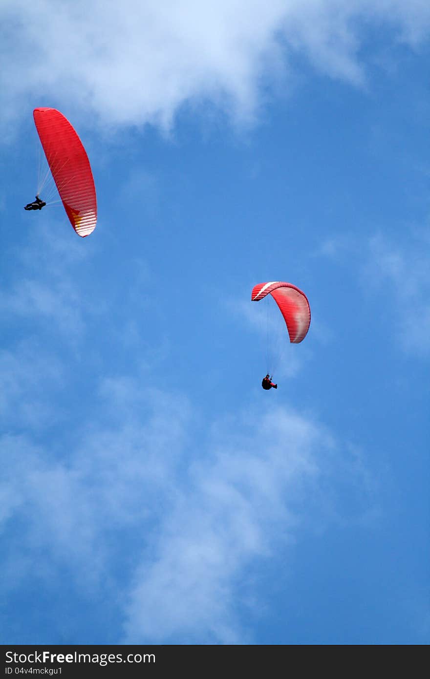 Two paragliders