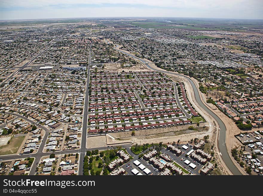 Red roofs in subdivision of Yuma, Arizona. Red roofs in subdivision of Yuma, Arizona