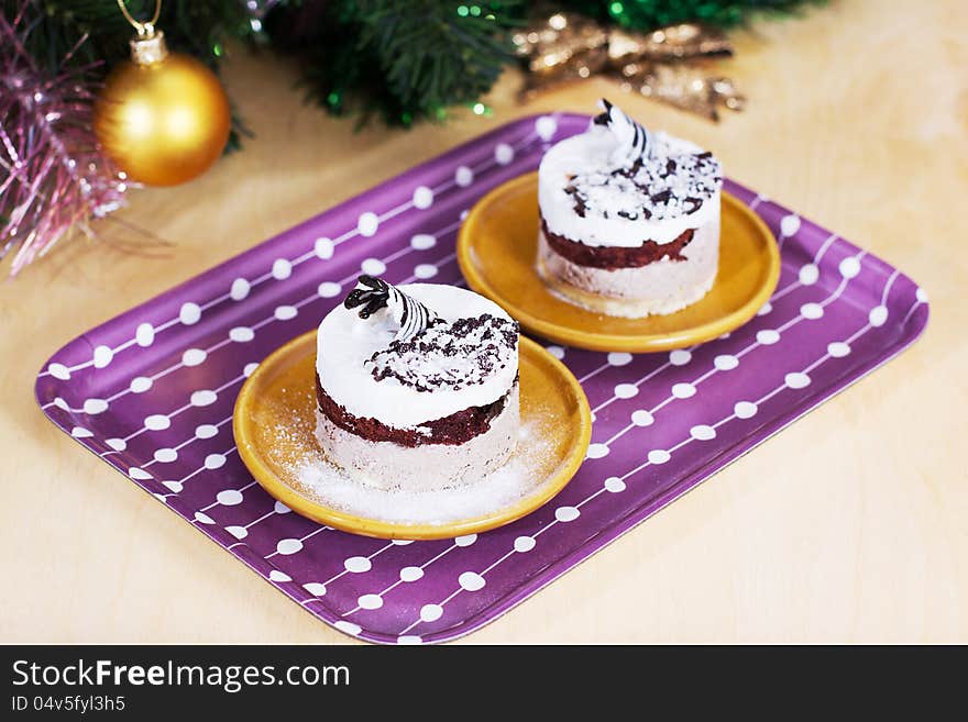 Luxury sweet dessert with christmas decor