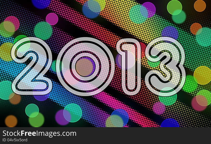 Happy new year 2013 card with spectrum coloured background