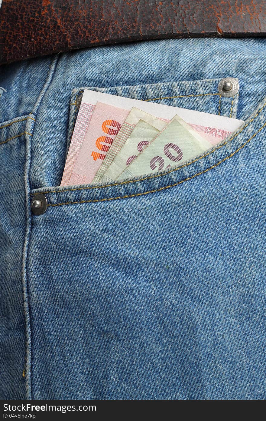 Down to the money in  right pocket of blue jeans. Down to the money in  right pocket of blue jeans