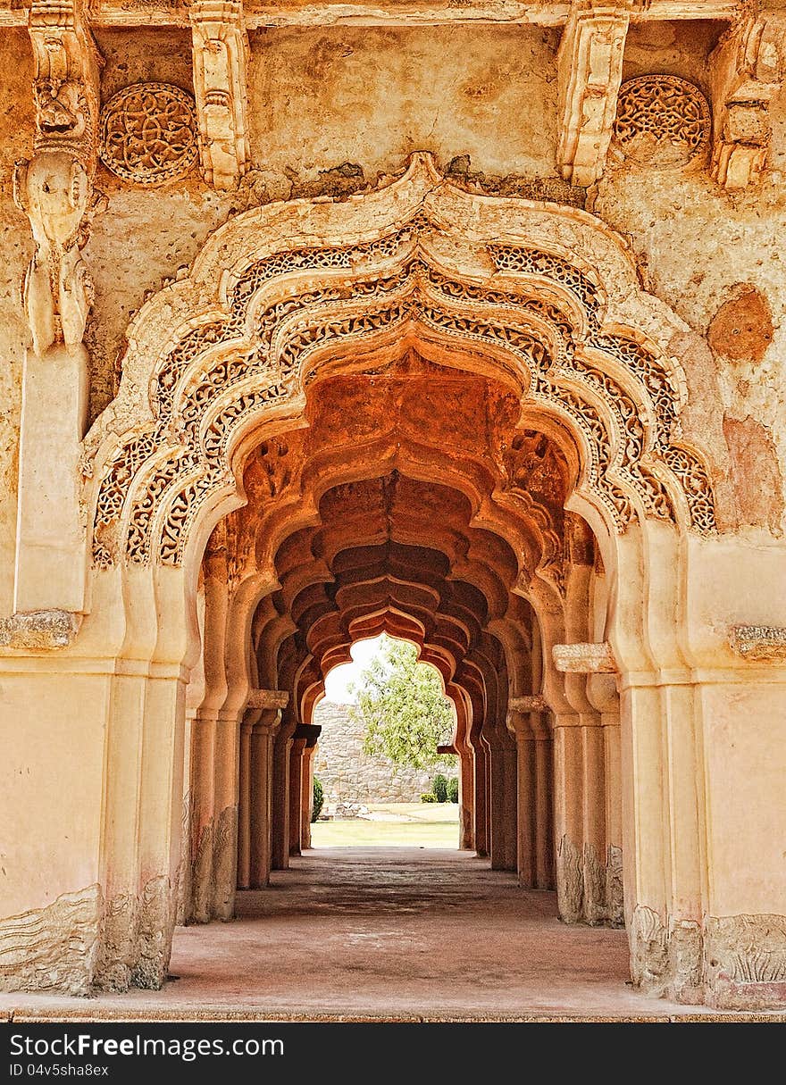 Arches of Lotus Mahal, Hampi, Karnataka, India