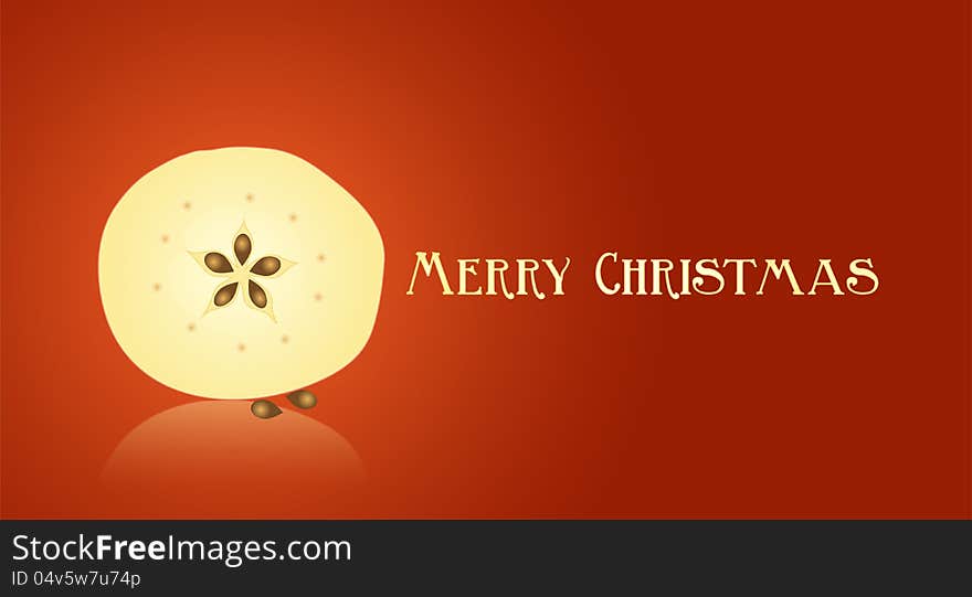 Christmas card with slice of apple