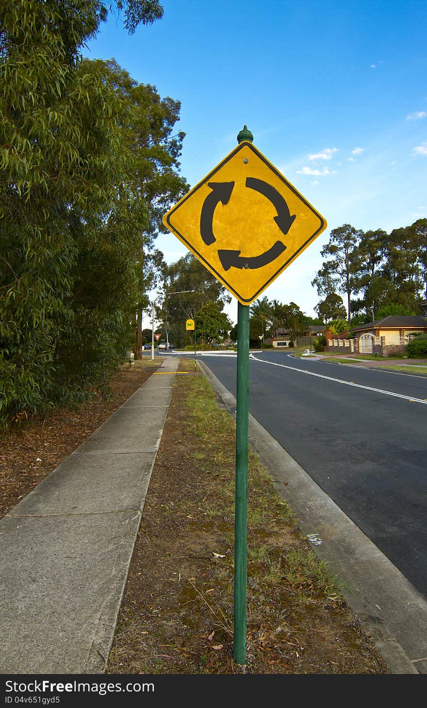 Round about sign in australia used in roads. Round about sign in australia used in roads