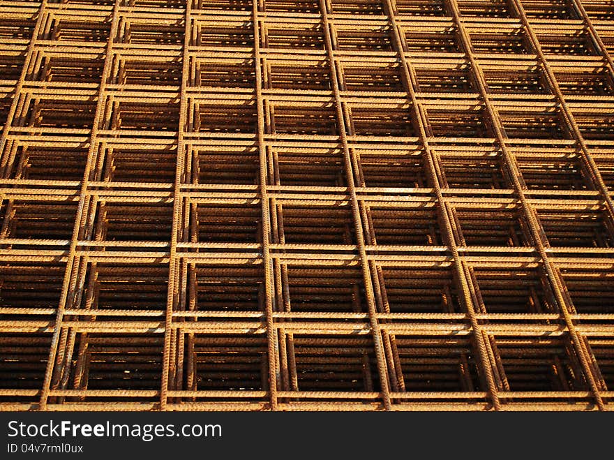 Detail of a reinforcement steel mesh