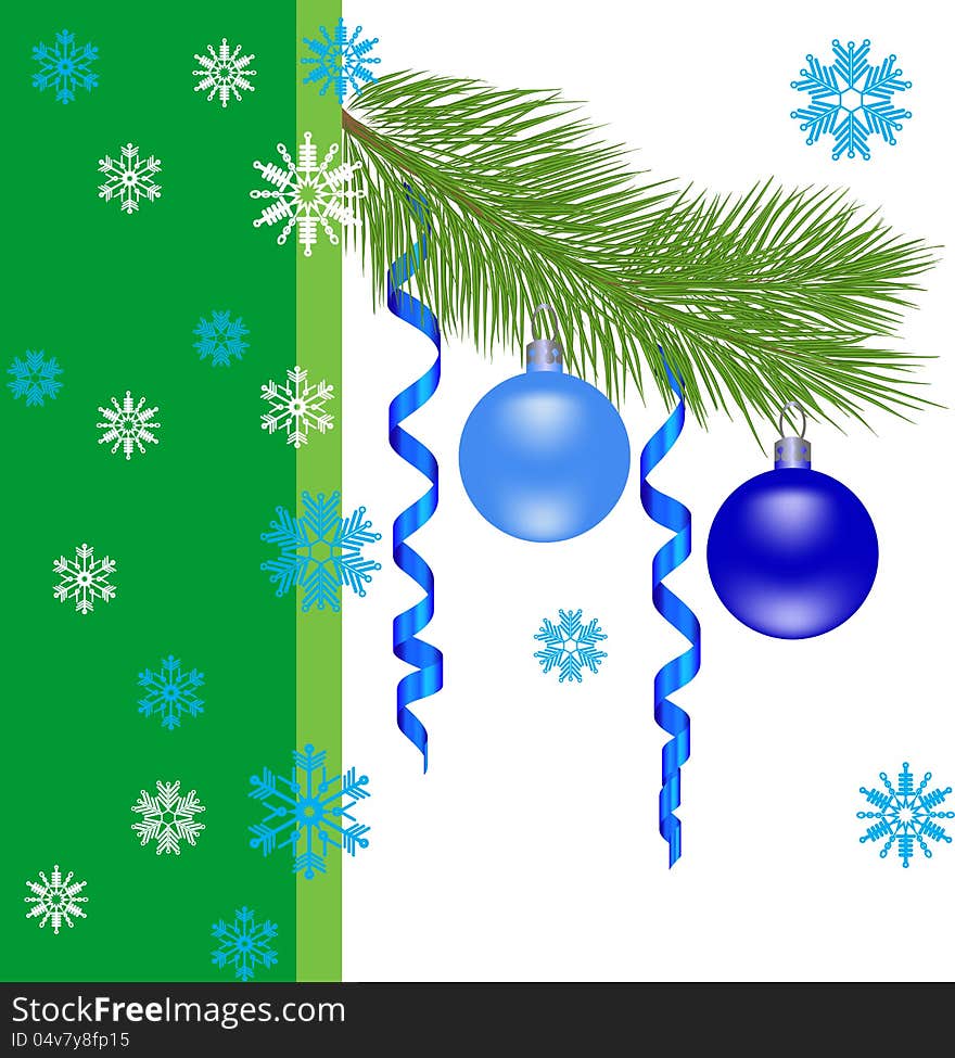 Vector illustration of christmas trees and decorations a branch. Vector illustration of christmas trees and decorations a branch